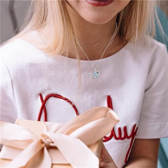 Dolphin Silver Necklace for Girls Women Rainbow Gift Ocean Jewelry Fashion - Picture 3 of 5